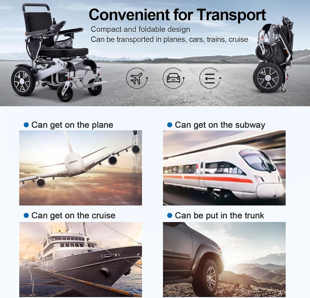 15 Miles Range Foldable Electric Wheelchair B7358