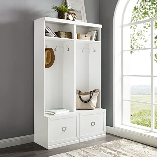White 2-Piece Entryway Set with 2 Hall Trees N312