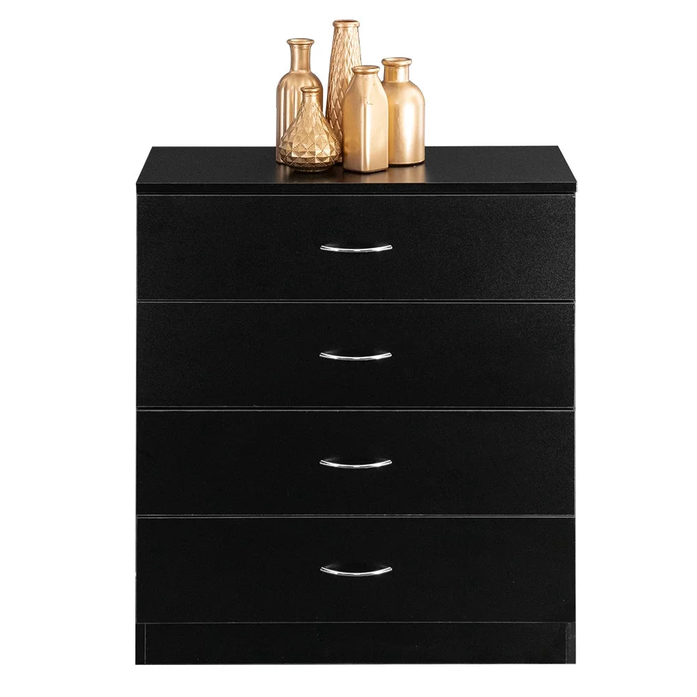 Black 4-Drawer MDF Wood Dresser O362107