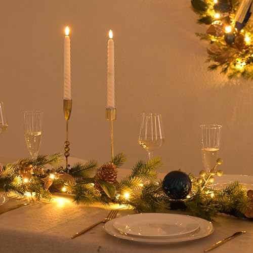 6Ft Prelit Christmas Garland with Pine Cone, Bow Ornaments (Green Gold) M968
