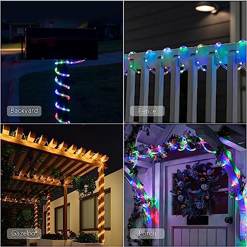 66ft 200leds Solar Powered White Rope Lights B407