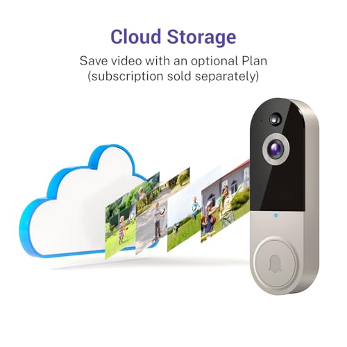 Black 1080P Wireless Video Doorbell Camera with Night Vision E974