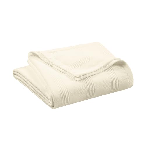 100% Cotton Twin Size Blanket (90 x 66 Inch, White) B154