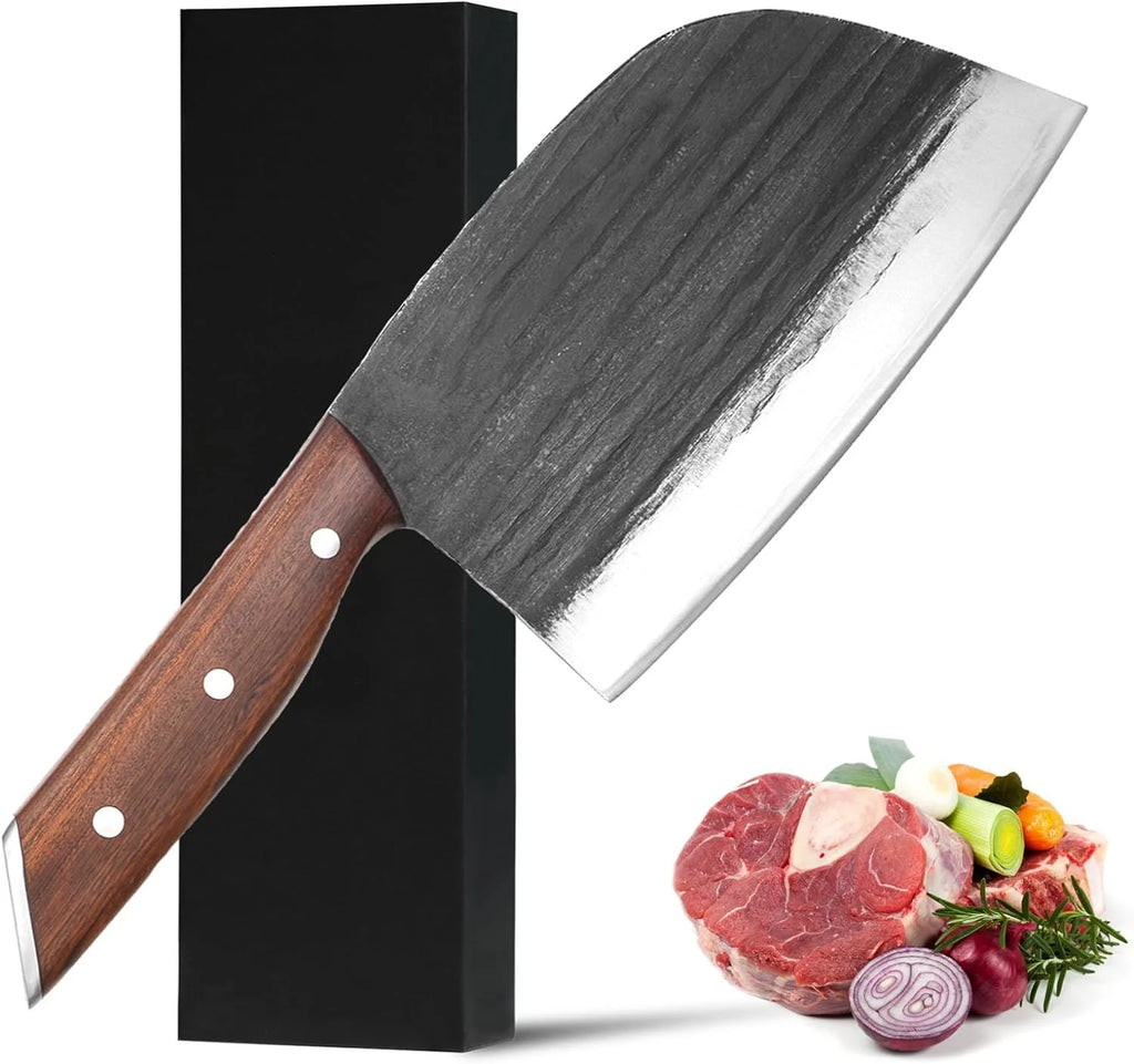 7.4 in Full Tang High Carbon Manganese Steel Meat Cleaver Knife D29573