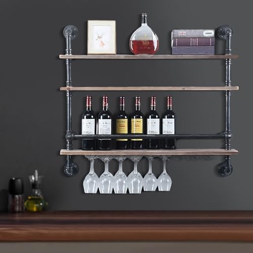White Rhombus Wall Mounted Wood Wine Rack D291665