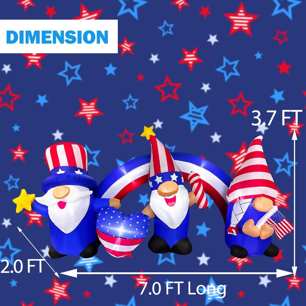 7 FT Inflatable 3 Gnomes with Archway Decorations R3385