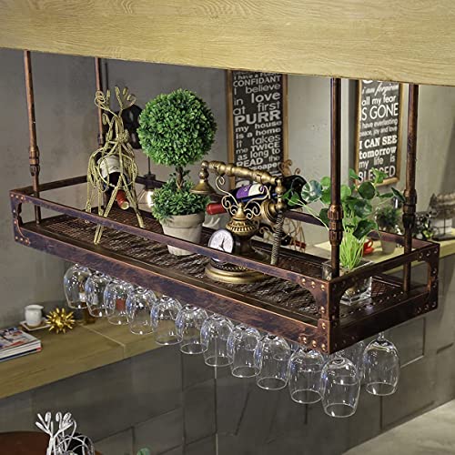 Bronze Metal Wall-Mounted Wine Glass Rack, 80x35cm E1570