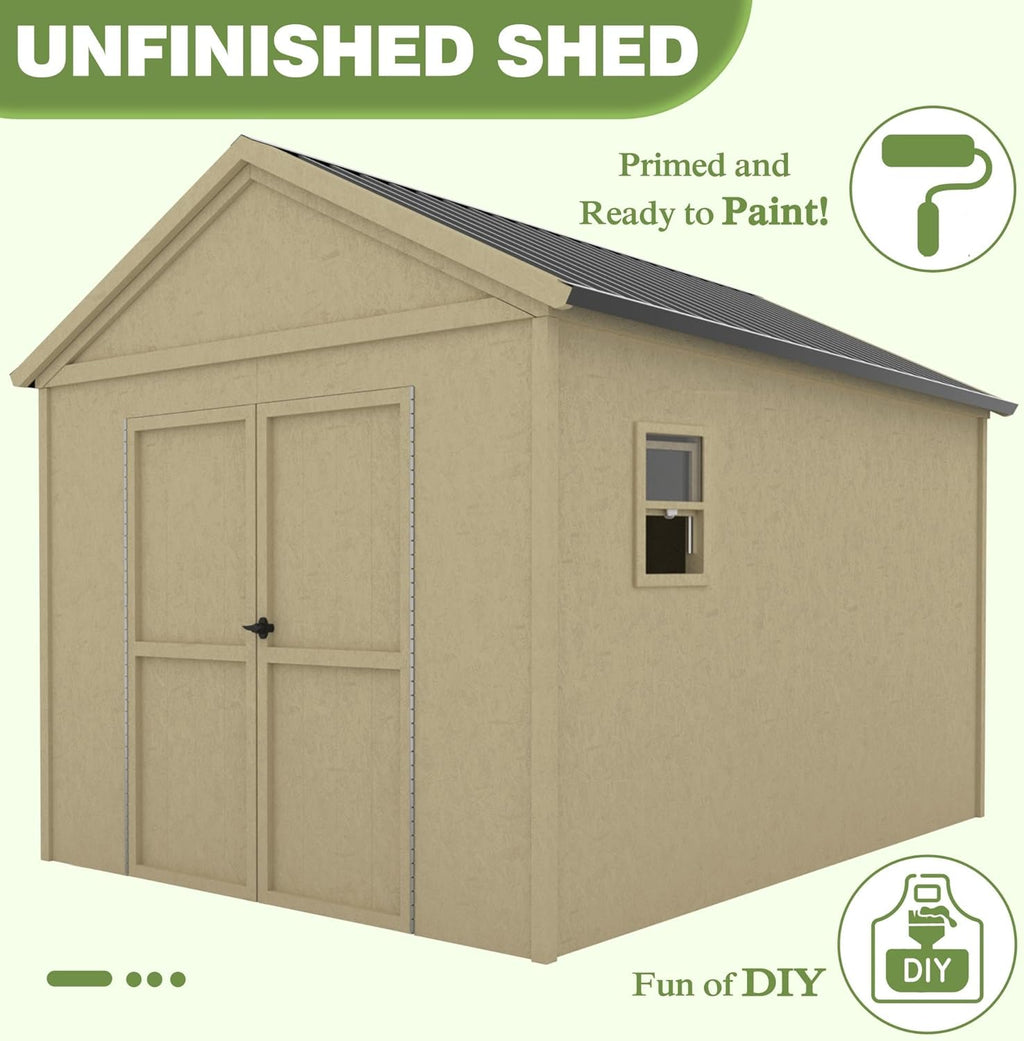 12 ft x 9 ft Outdoor Wood Shed with Metal Roof G1847