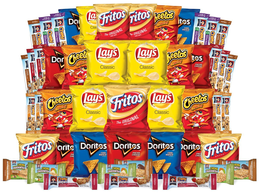 50 Count Variety Box of Chips, Snacks, and Chewy Bars K547472