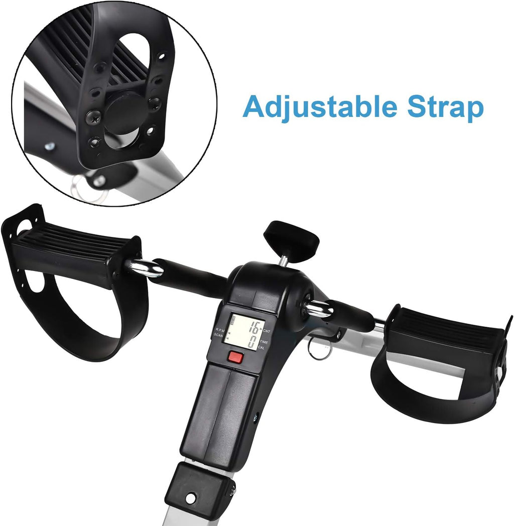Silver Mini Exercise Bike Pedal Exerciser with LCD Monitor L8916