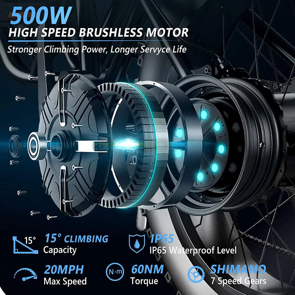 26" Fat Tire Electric Bike 500W 48V 13AH Removable Battery 20MPH C153