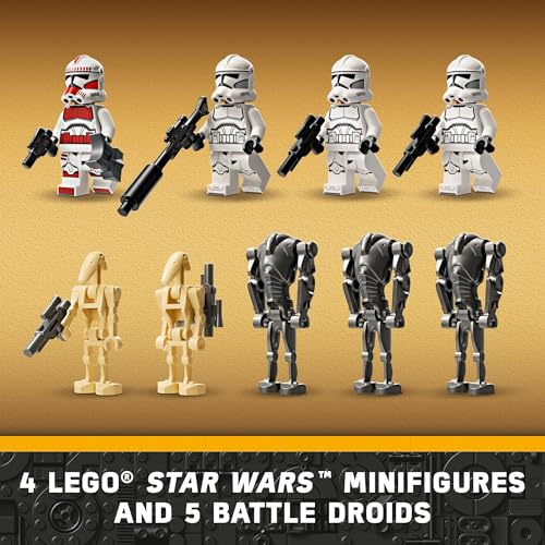 LEGO Star Wars Clone Trooper & Battle Droid Battle Pack Set, Buildable Toy Speeder Bike Vehicle, Tri-Droid and Defensive Post, 75372 S977771