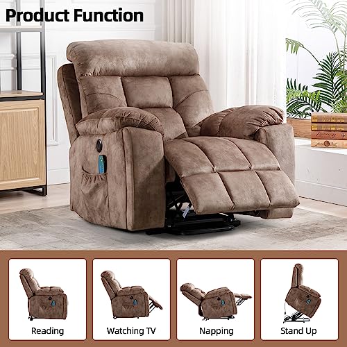 Camel Large Power Lift Recliner Chair with Massage and Heat M111611