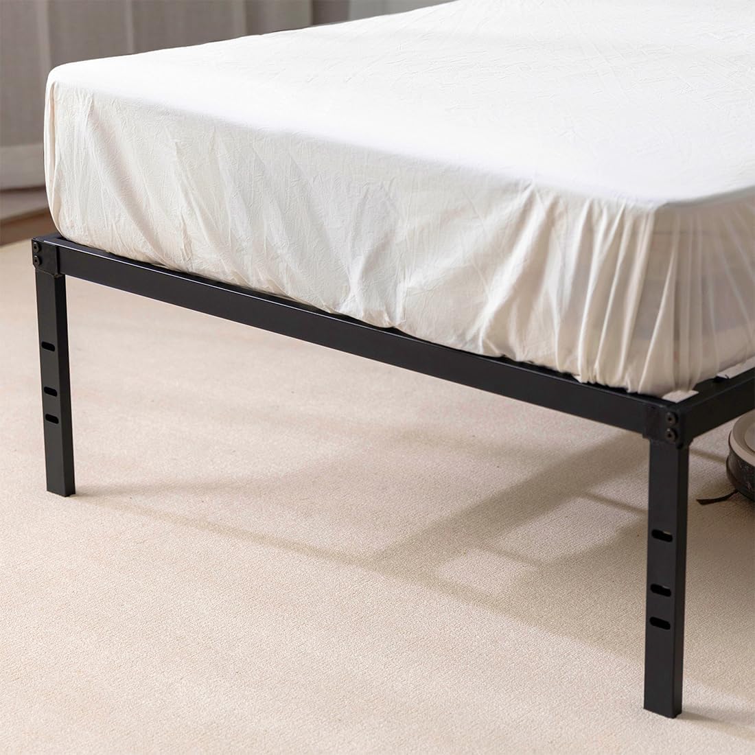 Twin XL Metal Platform Bed Frame with Storage Space Under Frame, Black T689940