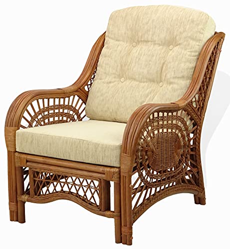 Natural Rattan Wicker Armchair with Cushion G55293
