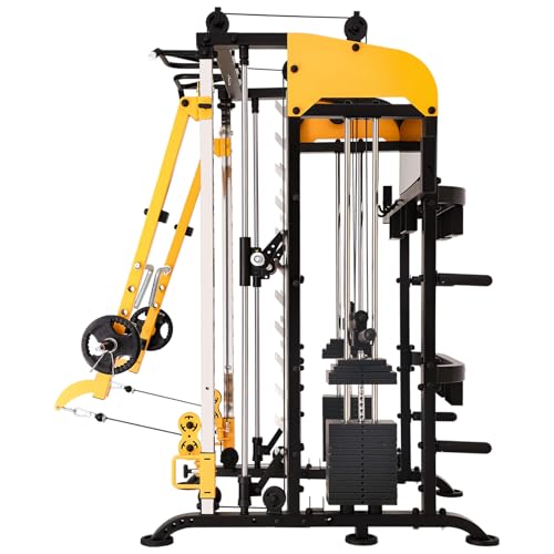 Smith Machine with Lever Arms Pulley Ratio 2:1 Squat Rack Pull Up Bar A4682