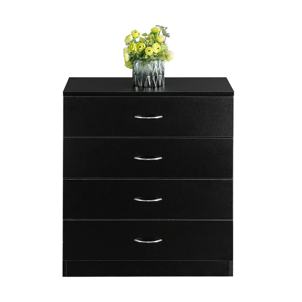Black 4-Drawer MDF Wood Dresser O362107