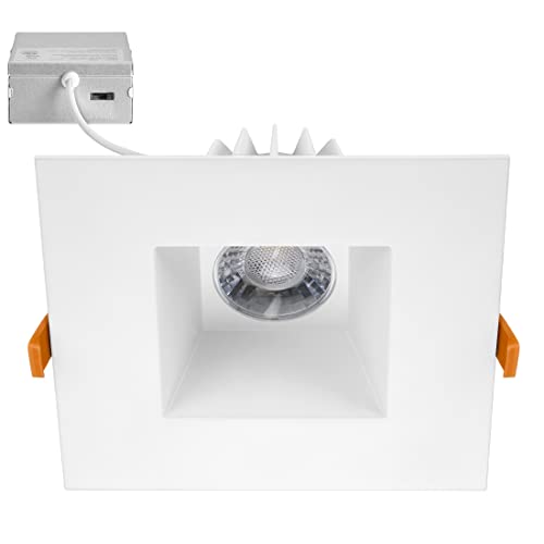 6" Ultra-Thin Recessed LED Downlight Canless IC Rated 1200 Lumens 5 Color Temperature Select Dimmable Square Black Trim 90 CRI H97192