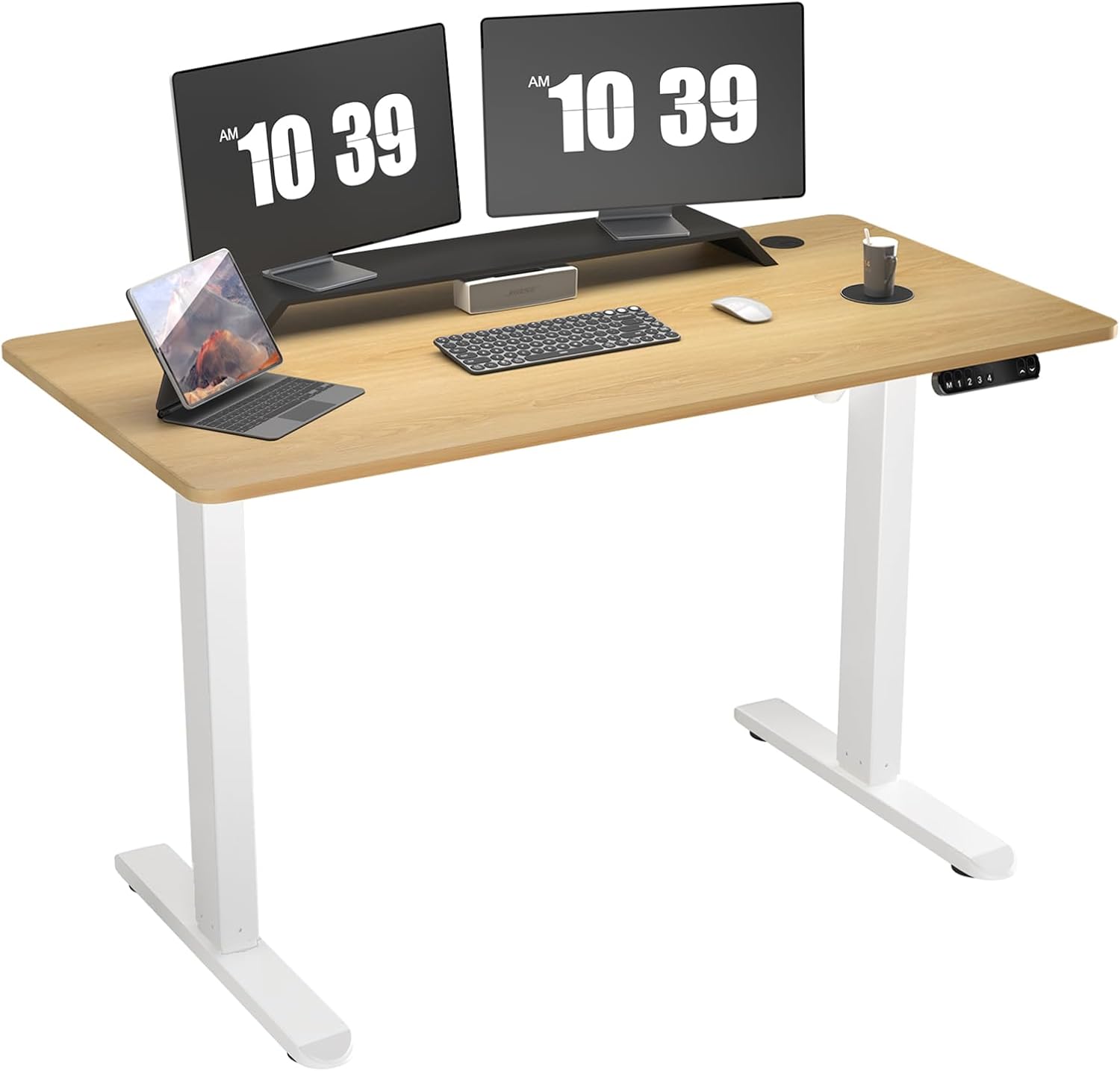 Electric Standing Desk 48 x 24 Inch Adjustable Height Desk with 4 Memory Presets (Maple) S166485