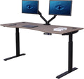 71" x 33" Electric Height Adjustable Desk with Curved Teak Top and Black Frame T395984