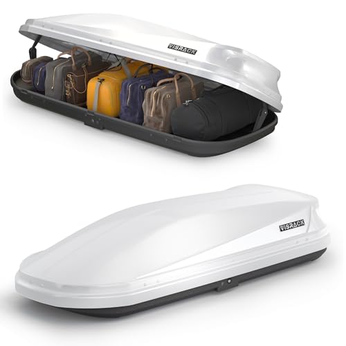 White 21 Cubic Feet Rooftop Cargo Box Carrier with Dual Side Opening V7081
