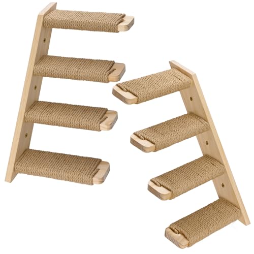 2 Pack 4 Steps Cat Wall Shelves with Sisal Rope S465239