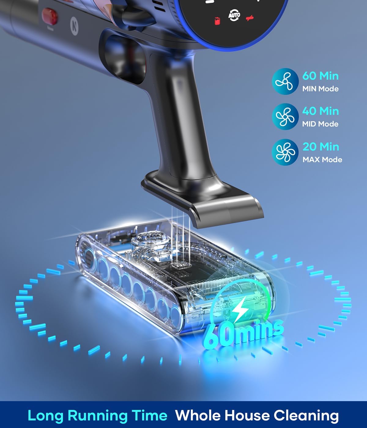 Cordless Stick Vacuum Cleaner with Touch Screen U317