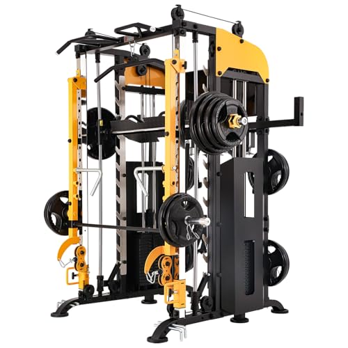 Smith Machine with Lever Arms Pulley Ratio 2:1 Squat Rack Pull Up Bar A4682