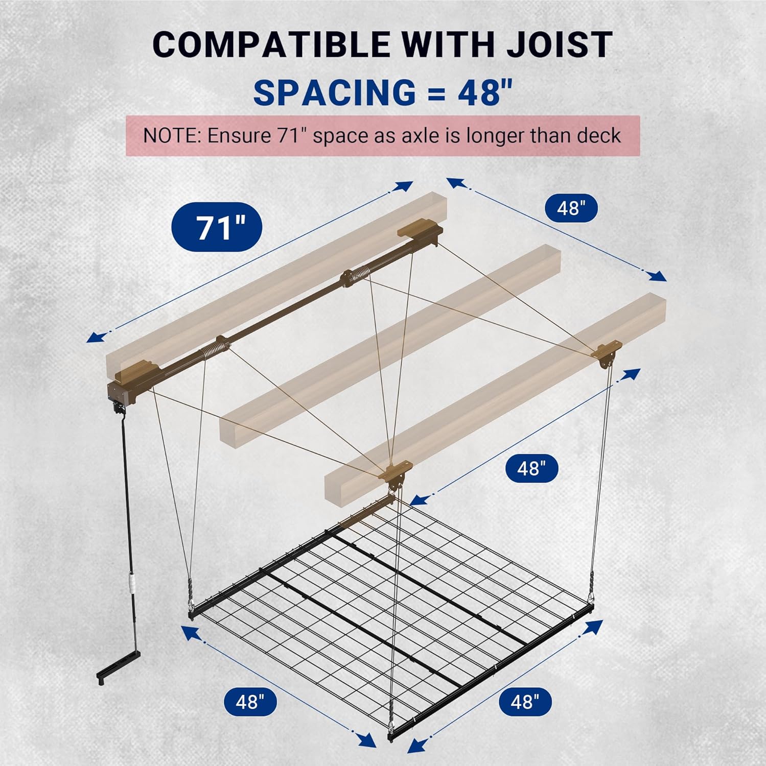 4x4 Ft Overhead Garage Storage Rack, Satin Black R420