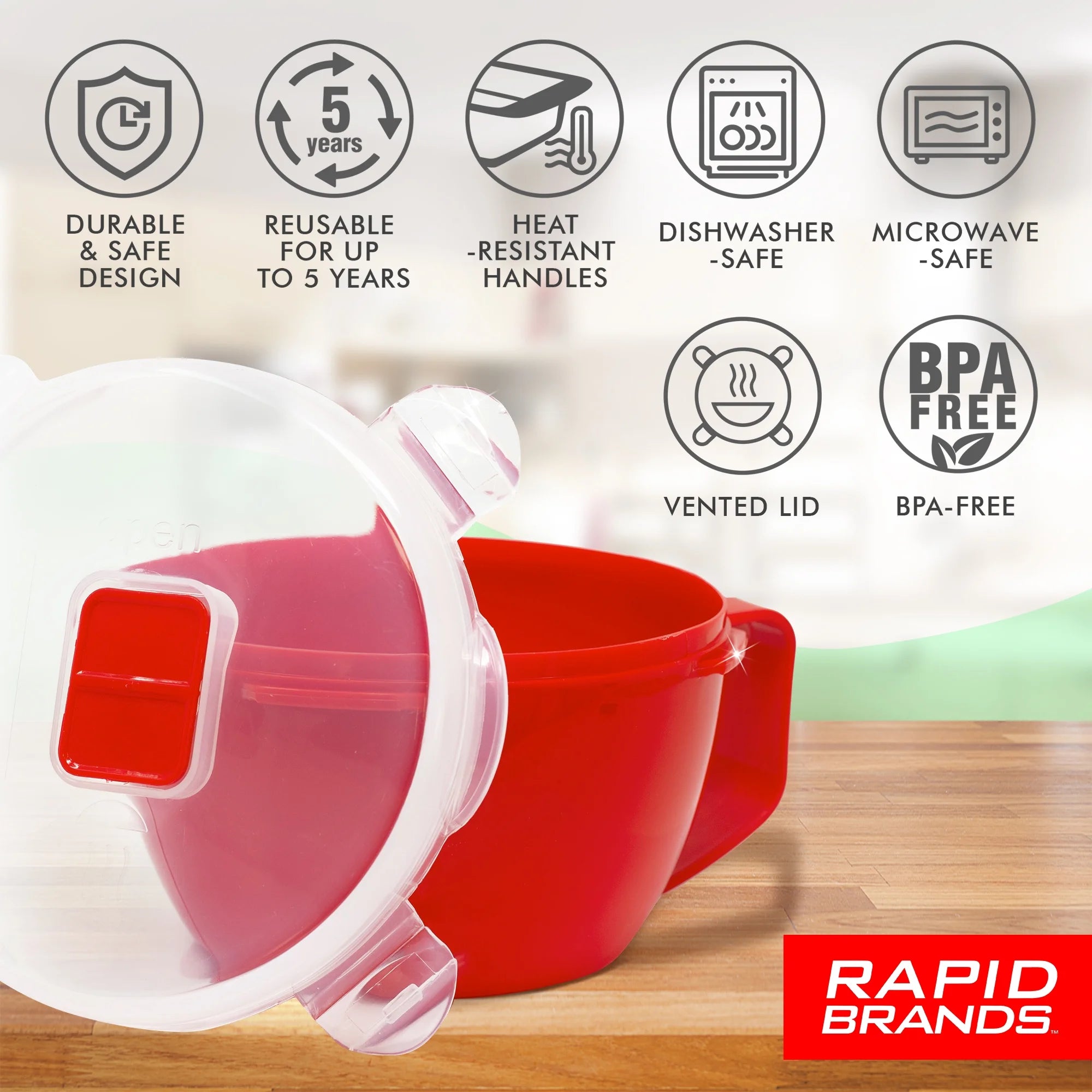 Red Microwaveable BPA-Free Soup Bowl I55566