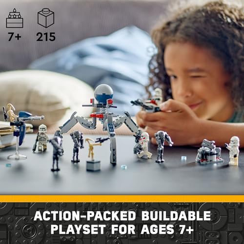 LEGO Star Wars Clone Trooper & Battle Droid Battle Pack Set, Buildable Toy Speeder Bike Vehicle, Tri-Droid and Defensive Post, 75372 S977771