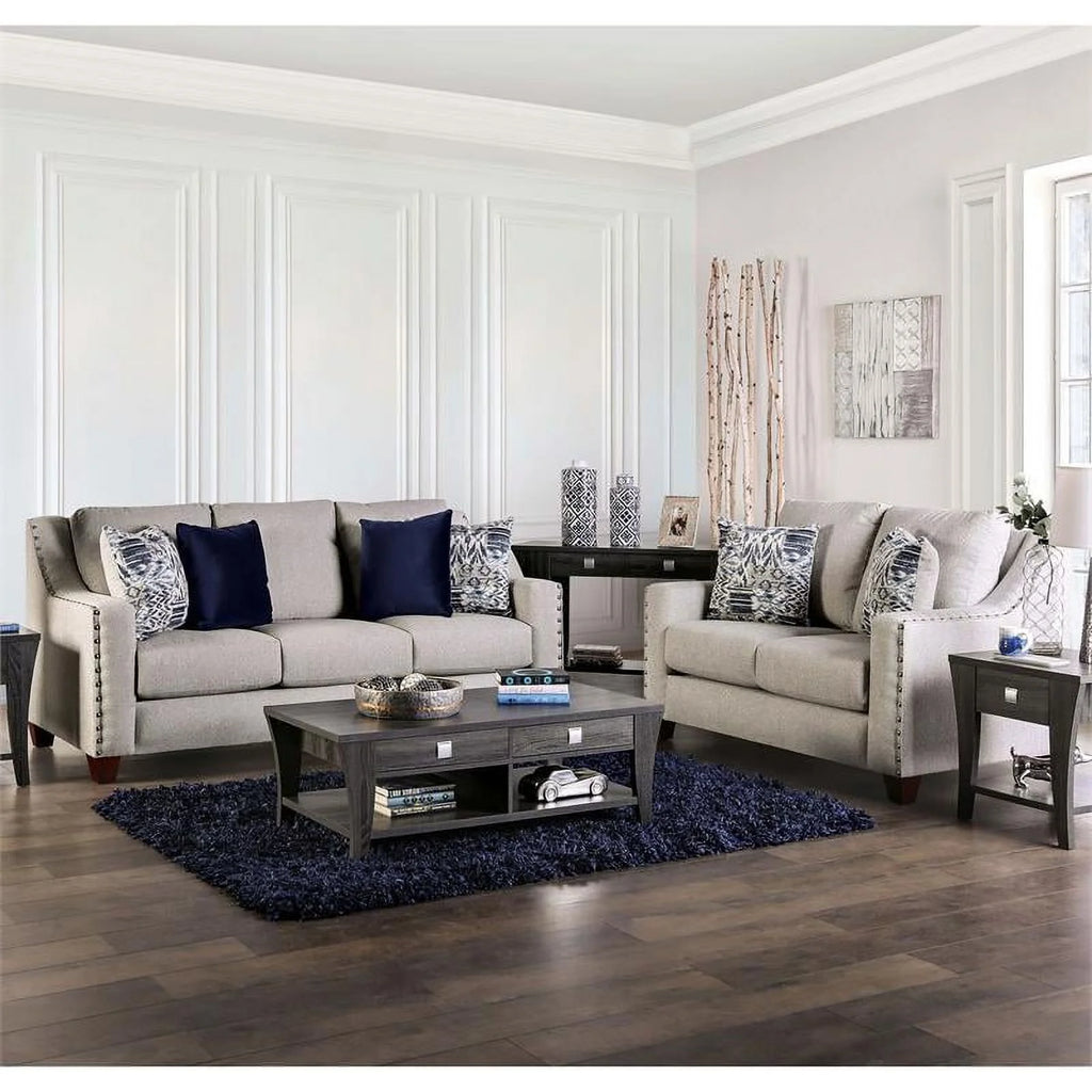 Light Gray Fabric Nailhead Sofa M629