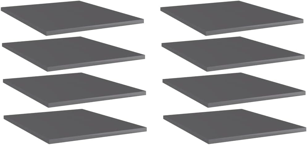 8 pcs High Gloss Gray Engineered Wood Shelf N255697