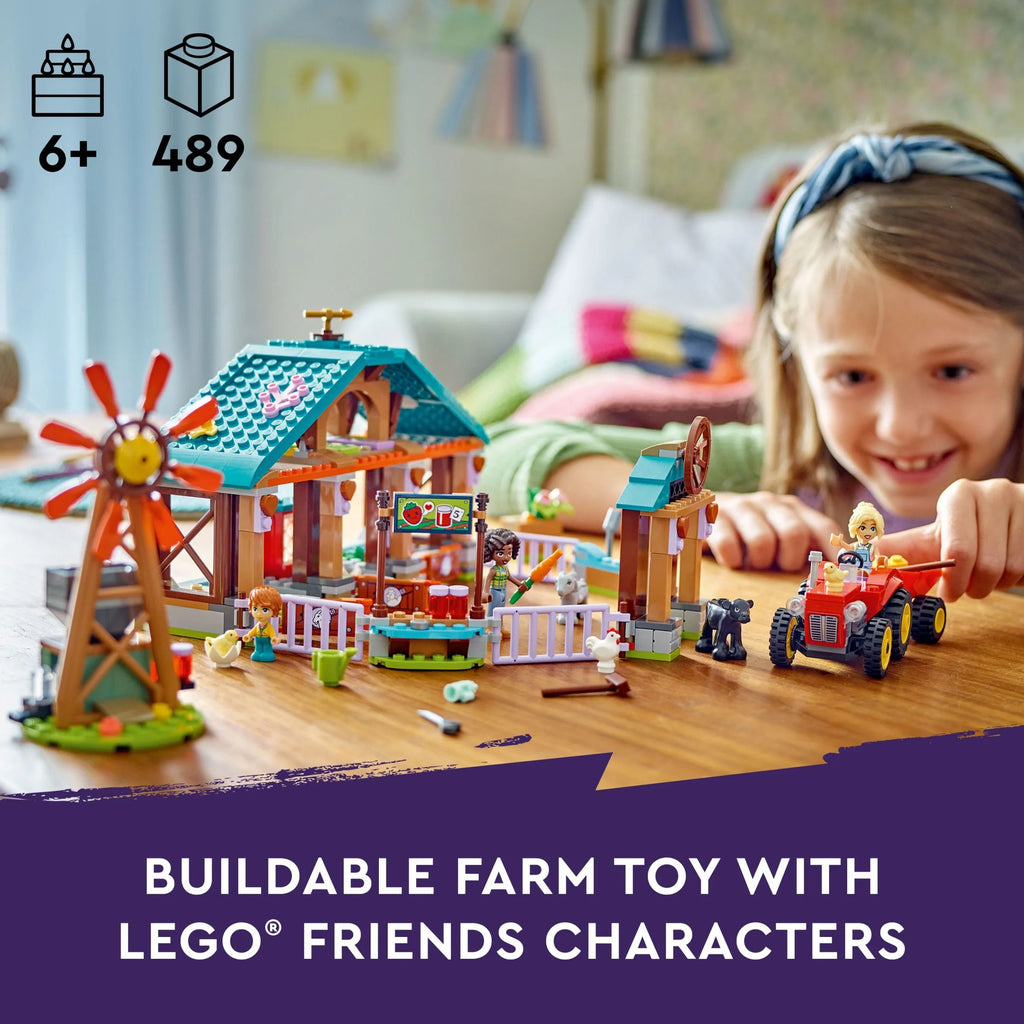 Farm Animal Sanctuary and Tractor Toy with 3 Mini-Doll Characters and 5 Farm Animal Toys Including a Baby Cow Q472