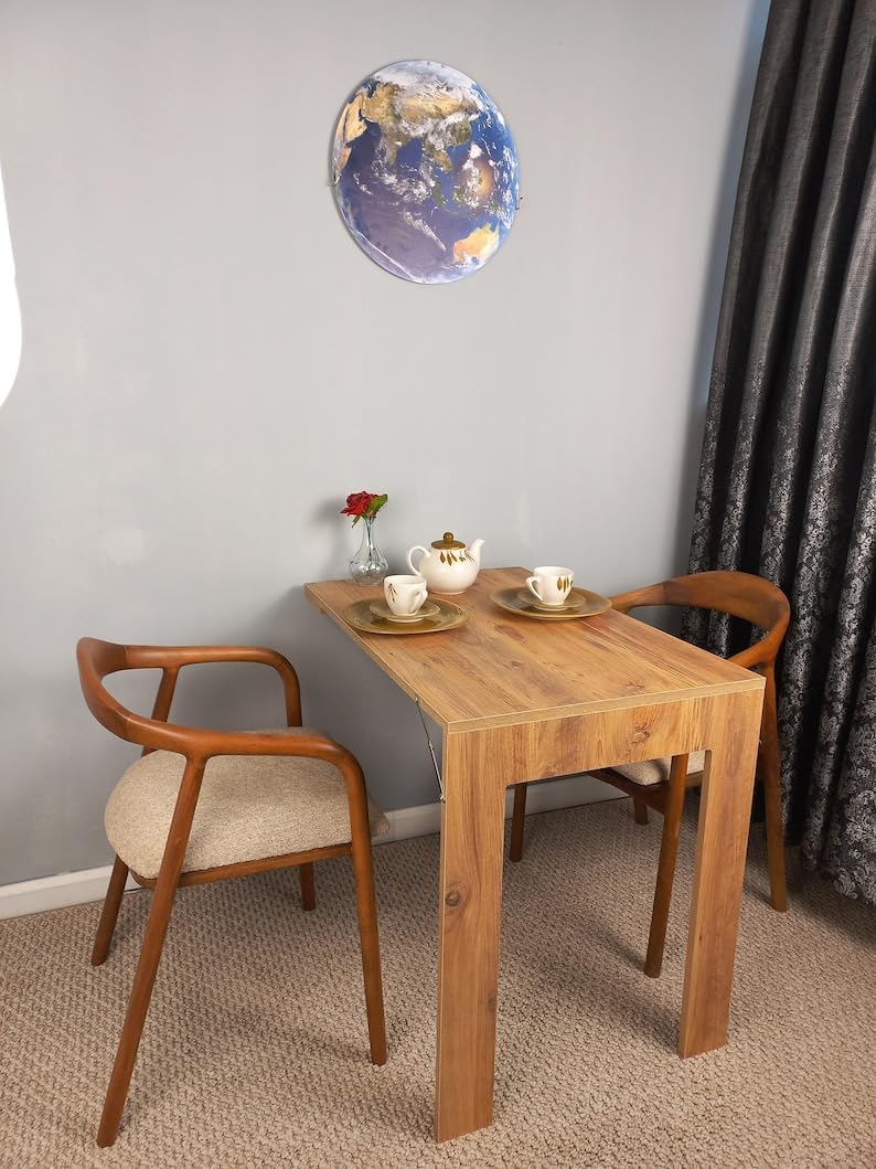 Anthracite Gray Pine Wall Mounted Folding Table H2460