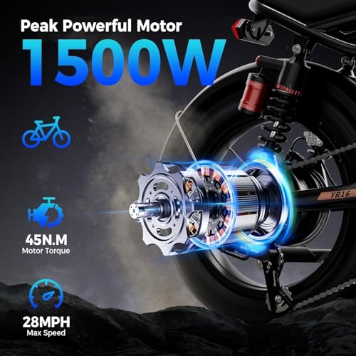 1500W 48V Removable Battery 16'' Fat Tire Full Suspension Electric Bike Q69936