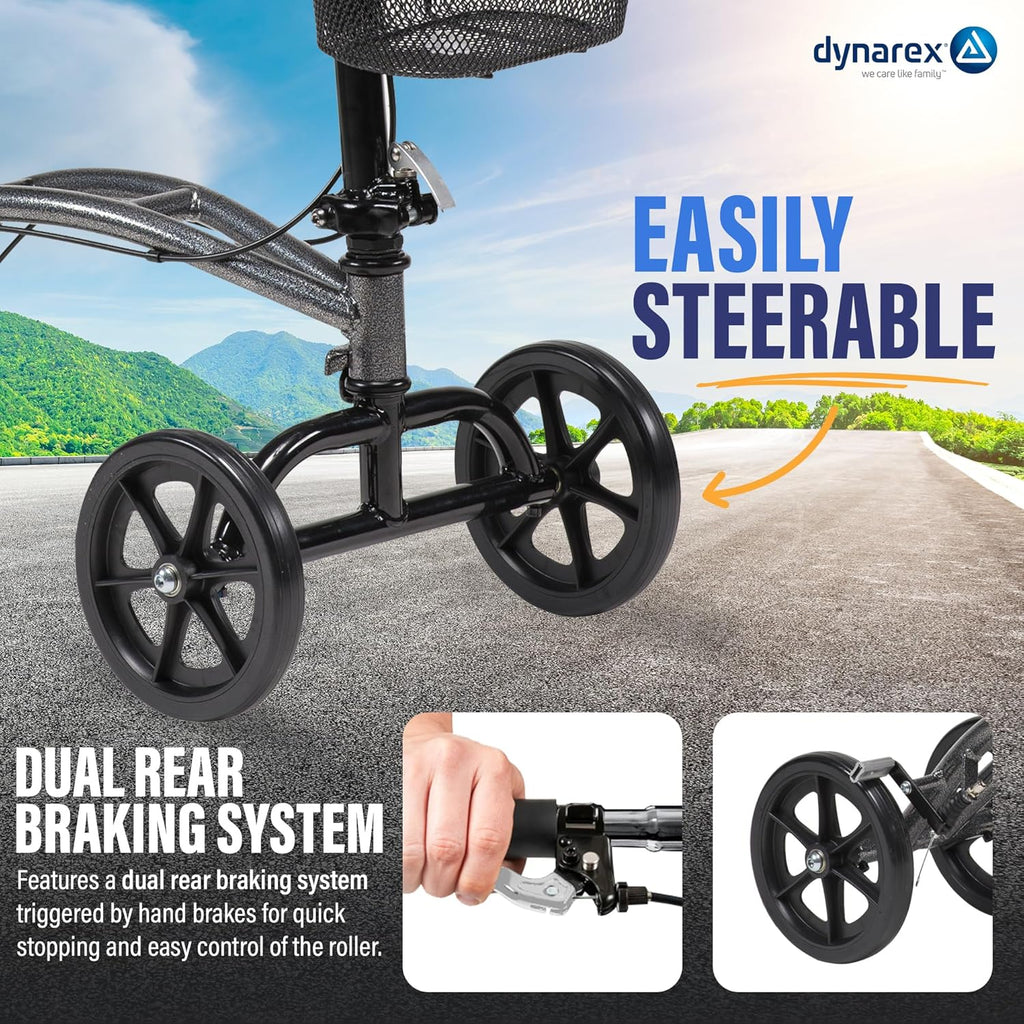 Silver Steerable Knee Walker with Basket F22848