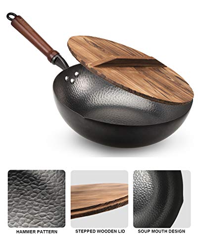 12.5" Carbon Steel Wok with Lid G5063