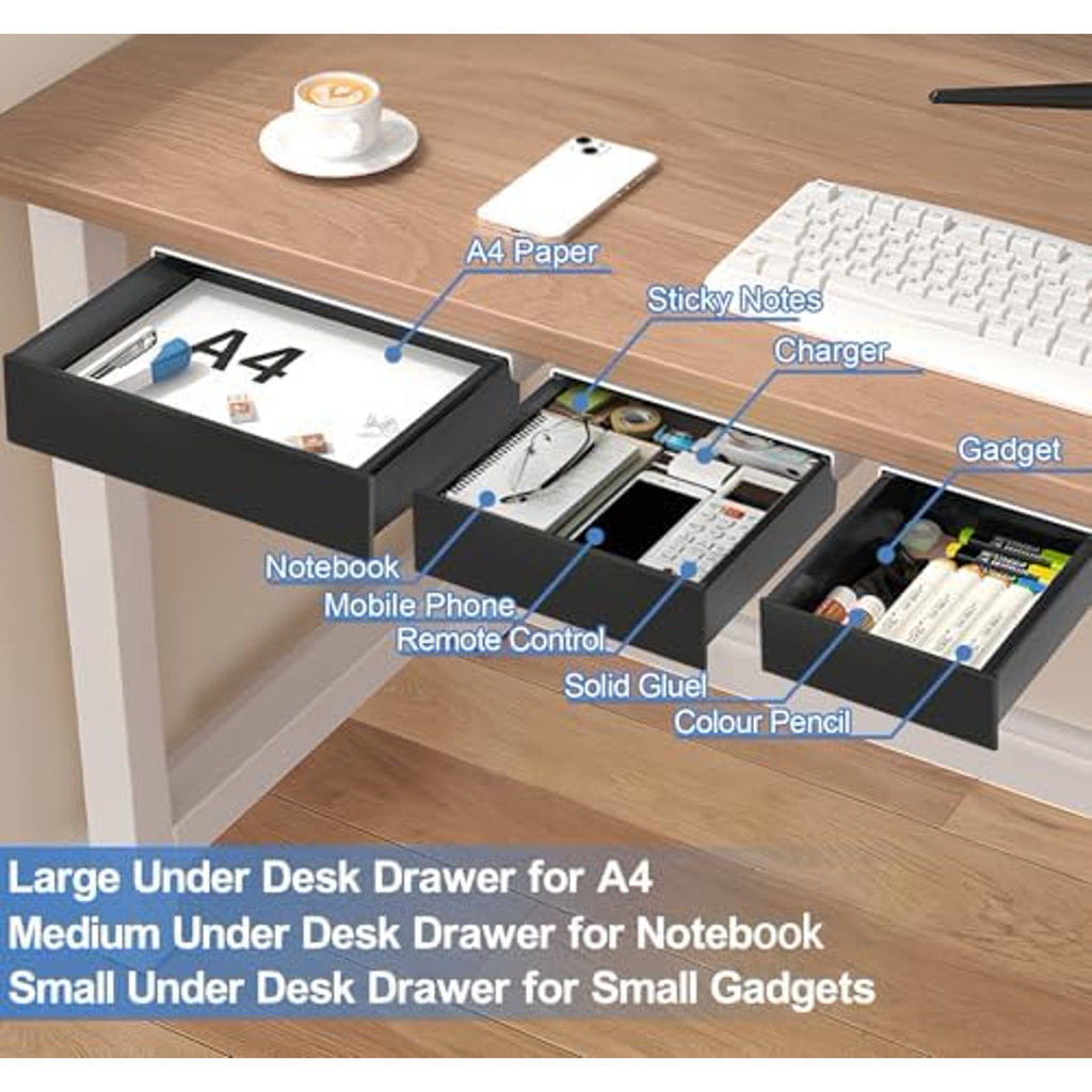 3 Pack Slide Out Desk Drawers, Black I455898