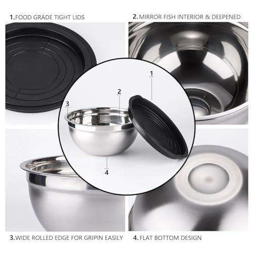 26 PCS Stainless Steel Nesting Black Mixing Bowls Set M63953