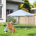 Large Dog Kennel with Roof and Metal Gate I54785