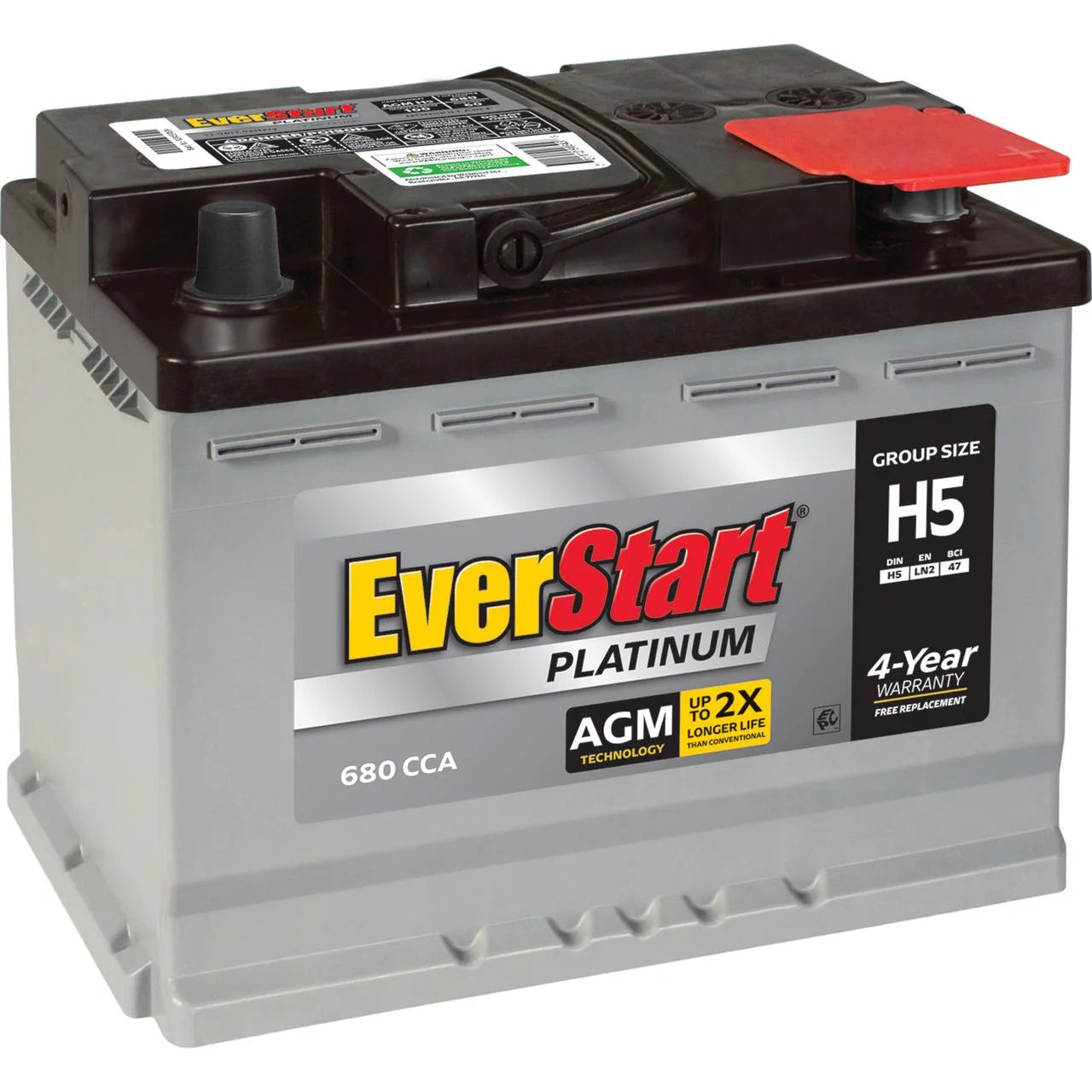 AGM Automotive Battery, Group Size H5 / LN2 / 47 12 Volt, 680 CCA U367261