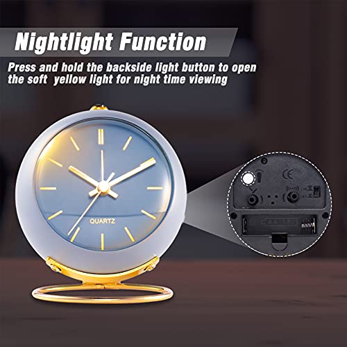 Cream Battery Operated Desk Alarm Clock with Light Z85922