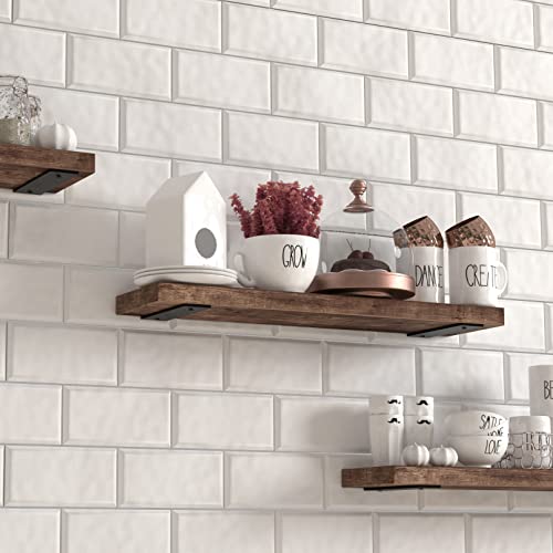 Black Powder Coated Steel Floating Shelf Brackets 4-Pack T17495