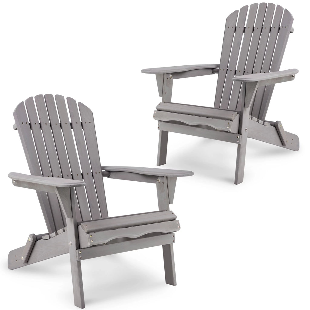 Gray Wooden Folding Adirondack Chair Set of 2 G8048