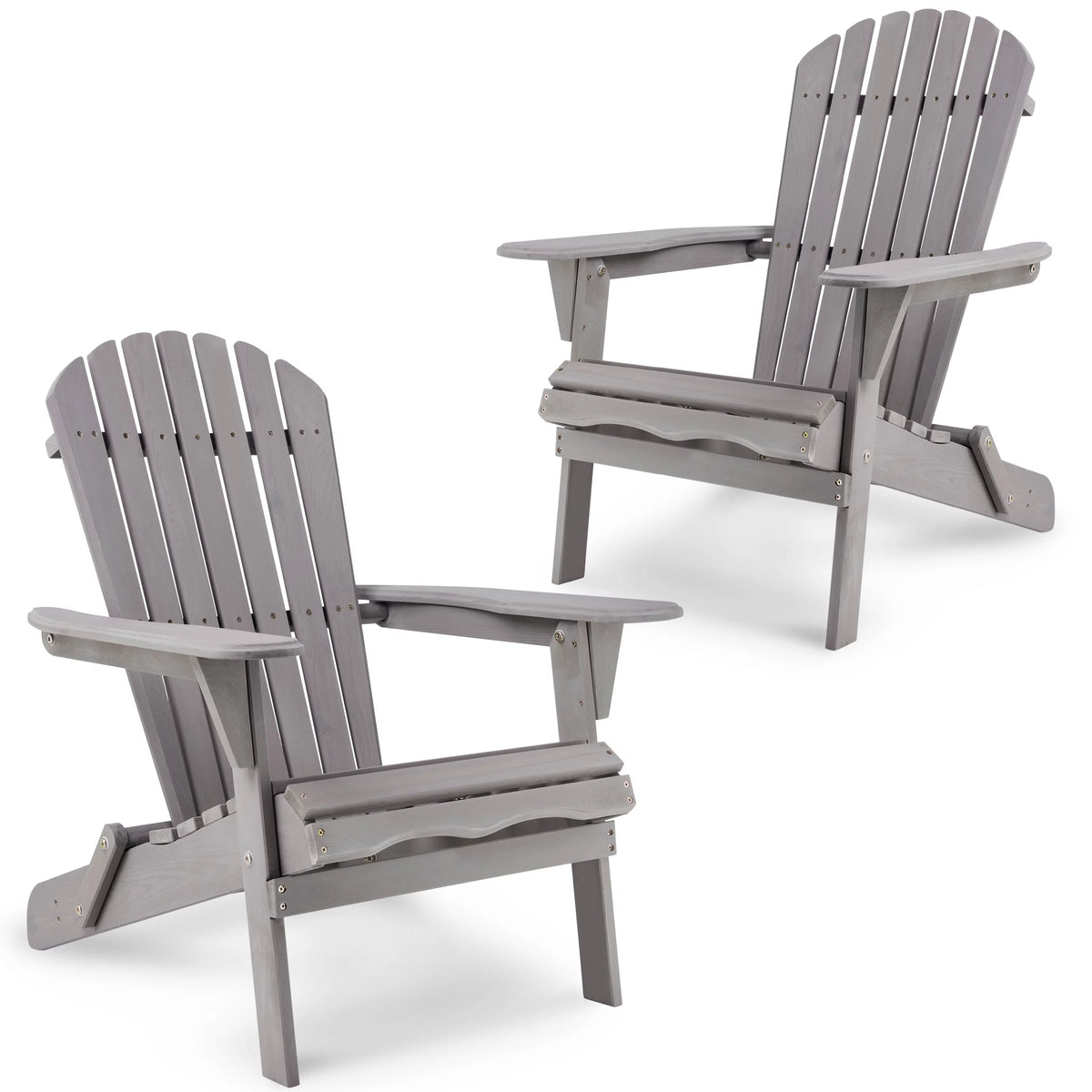 Gray Wooden Folding Adirondack Chair Set of 2 G8048