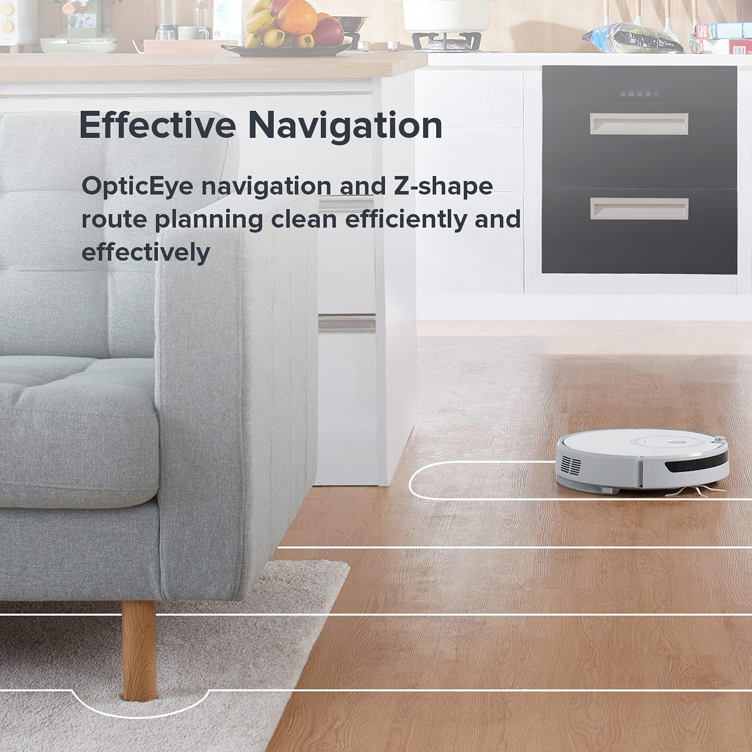 White Robot Vacuum Cleaner with 2500Pa Suction T99400