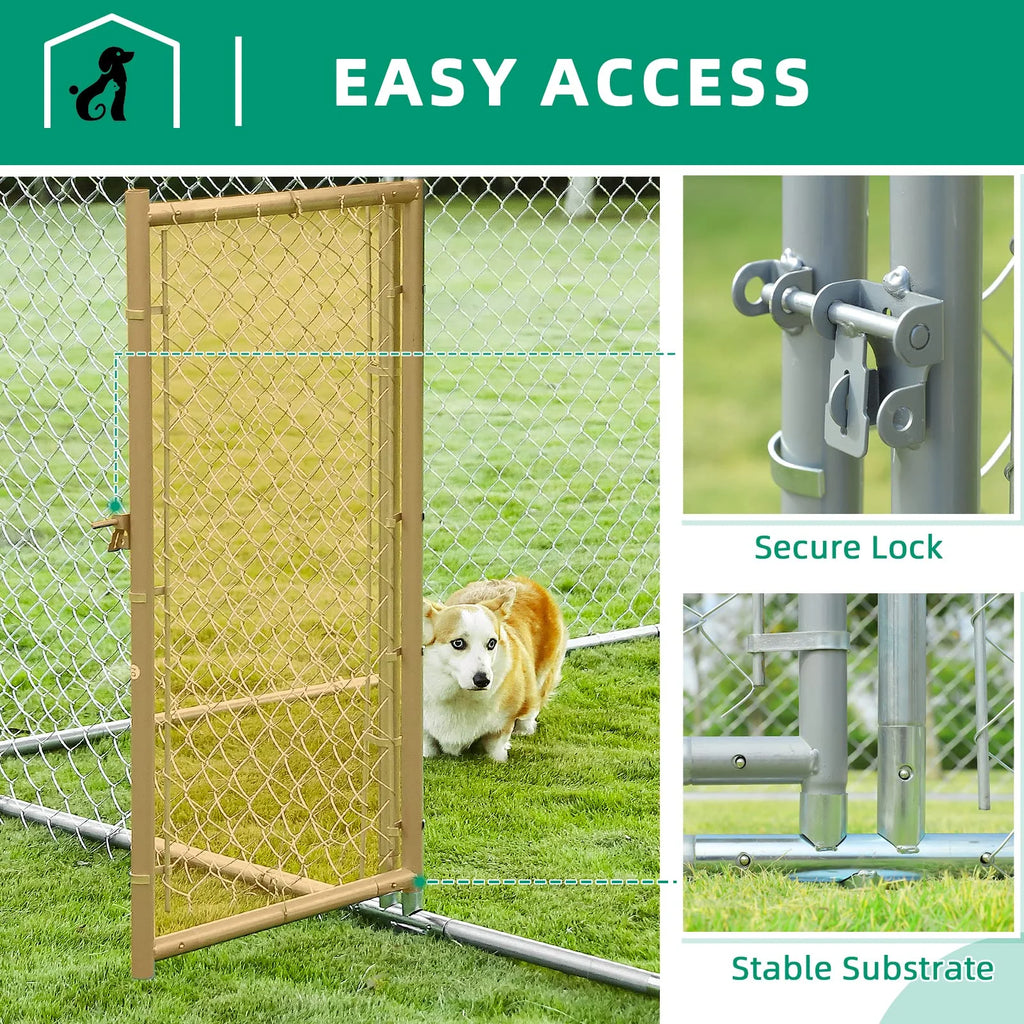 Large Outdoor Dog Kennel with Galvanized Chain Link R41574