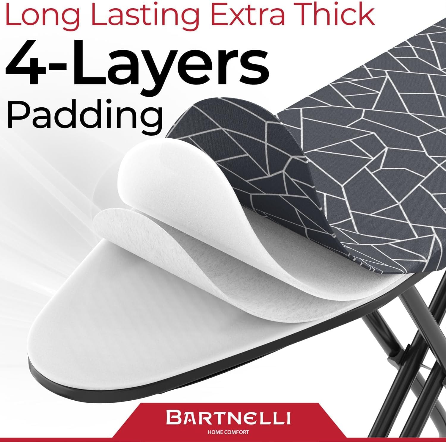 13x43 Ironing Board with Reinforced Steel Legs, Adjustable Height, 4-Layer Padding T806
