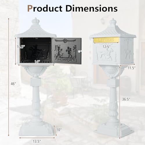 Black Cast Aluminum Locking Mailbox with Post N783